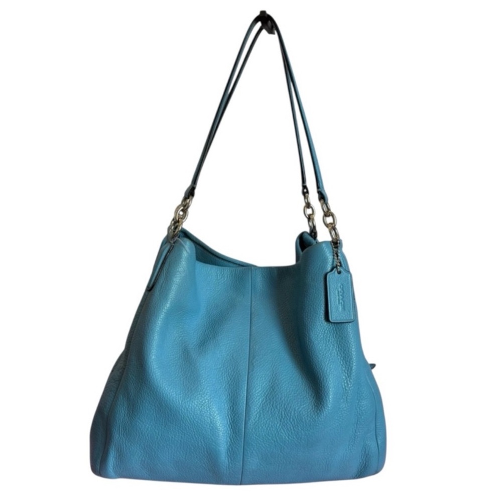 COACH shoulder bag in super soft teal pebble leather w/silver hardware
